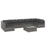 8-Piece Garden Lounge Set with Cushions Poly Rattan Wicker Outdoor Patio Furniture Grey