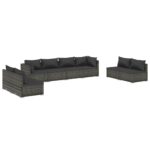 8-Piece Garden Lounge Set with Cushions Poly Rattan Wicker Outdoor Patio Furniture Grey