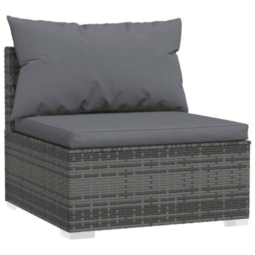 8-Piece Garden Lounge Set with Cushions Poly Rattan Wicker Outdoor Patio Furniture Grey - Image 5