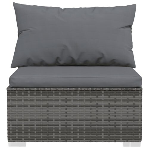8-Piece Garden Lounge Set with Cushions Poly Rattan Wicker Outdoor Patio Furniture Grey - Image 6