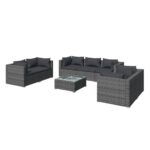 8-Piece Garden Lounge Set with Cushions Poly Rattan Wicker Outdoor Patio Furniture Grey