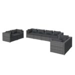 8-Piece Garden Lounge Set with Cushions Poly Rattan Wicker Outdoor Patio Furniture Grey