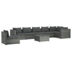 8-Piece Garden Lounge Set with Cushions Poly Rattan Wicker Outdoor Patio Furniture Grey