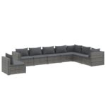 8-Piece Garden Lounge Set with Cushions Poly Rattan Wicker Outdoor Patio Furniture Grey