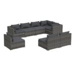 8-Piece Garden Lounge Set with Cushions Poly Rattan Wicker Outdoor Patio Furniture Grey