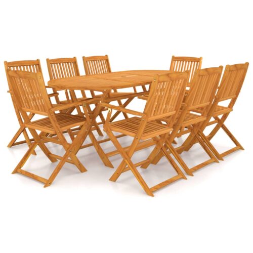 9-Piece Folding Outdoor Dining Set Acacia Wood Timber Outdoor Patio Furniture