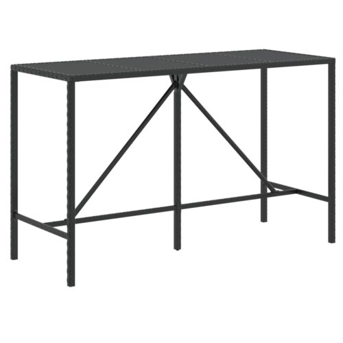 9-Piece Garden Bar Set with Cushions Black Poly Rattan Wicker Outdoor Patio Furniture - Image 6
