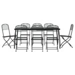 9-Piece Garden Dining Set Anthracite Metal Mesh Steel Outdoor Patio Furniture