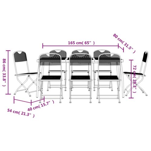 9-Piece Garden Dining Set Anthracite Metal Mesh Steel Outdoor Patio Furniture - Image 9