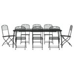 9-Piece Garden Dining Set Anthracite Metal Mesh Outdoor Patio Furniture