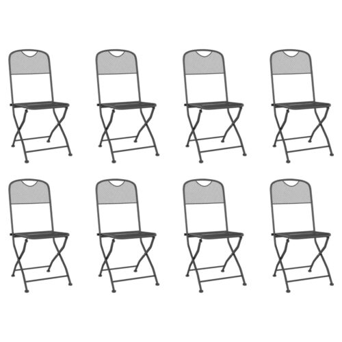 9-Piece Garden Dining Set Anthracite Metal Mesh Outdoor Patio Furniture - Image 3