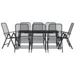 9-Piece Garden Dining Set Anthracite Metal Mesh Outdoor Patio Furniture