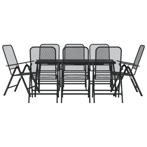 9-Piece Garden Dining Set Anthracite Metal Mesh Outdoor Patio Furniture