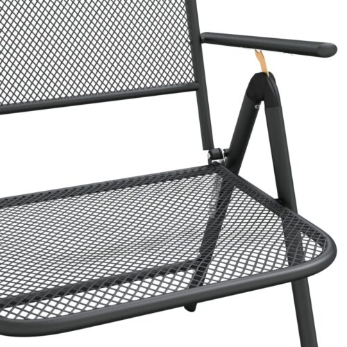 9-Piece Garden Dining Set Anthracite Metal Mesh Outdoor Patio Furniture - Image 9