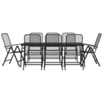 9-Piece Garden Dining Set Anthracite Metal Mesh Outdoor Patio Furniture