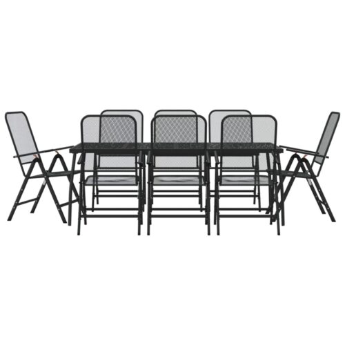 9-Piece Garden Dining Set Anthracite Metal Mesh Outdoor Patio Furniture