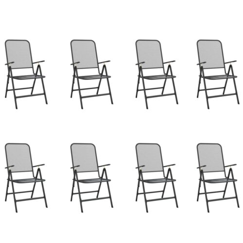 9-Piece Garden Dining Set Anthracite Metal Mesh Outdoor Patio Furniture - Image 3