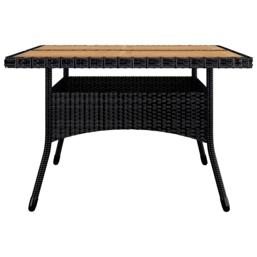 9-Piece Garden Dining Set Poly Rattan Wicker Outdoor Patio Furniture Acacia Wood Black - Image 5