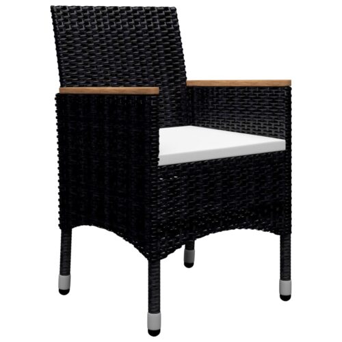 9-Piece Garden Dining Set Poly Rattan Wicker Outdoor Patio Furniture Acacia Wood Black - Image 7