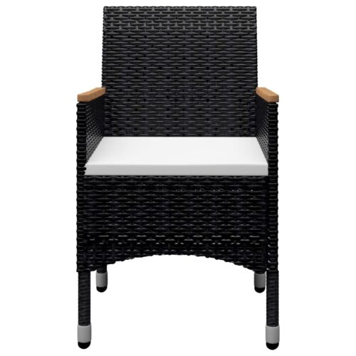 9-Piece Garden Dining Set Poly Rattan Wicker Outdoor Patio Furniture Acacia Wood Black - Image 8