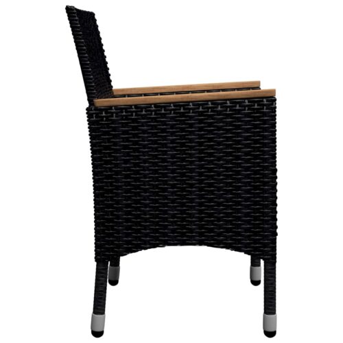 9-Piece Garden Dining Set Poly Rattan Wicker Outdoor Patio Furniture Acacia Wood Black - Image 9