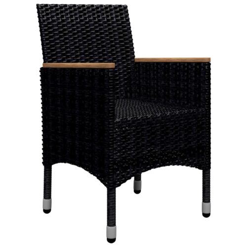 9-Piece Garden Dining Set Poly Rattan Wicker Outdoor Patio Furniture Acacia Wood Black - Image 10