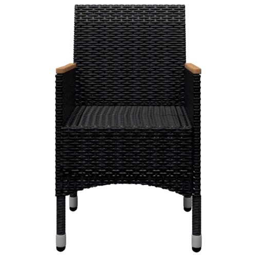 9-Piece Garden Dining Set Poly Rattan Wicker Outdoor Patio Furniture Acacia Wood Black - Image 11