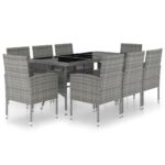 9-Piece Garden Dining Set Poly Rattan Wicker Outdoor Patio Furniture Anthracite & Grey