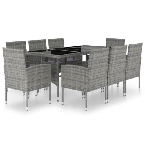9-Piece Garden Dining Set Poly Rattan Wicker Outdoor Patio Furniture Anthracite & Grey
