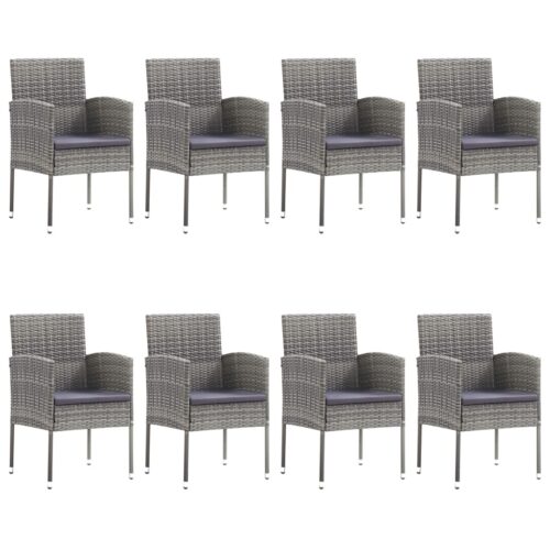 9-Piece Garden Dining Set Poly Rattan Wicker Outdoor Patio Furniture Anthracite & Grey - Image 3