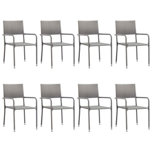 9-Piece Garden Dining Set Poly Rattan Wicker Outdoor Patio Furniture Anthracite & Grey - Image 3