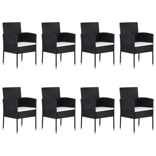 9-Piece Garden Dining Set Poly Rattan Wicker Outdoor Patio Furniture Black - Image 3