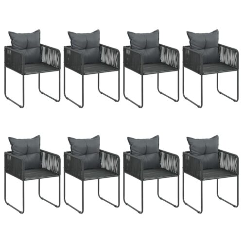 9-Piece Garden Dining Set PVC Rattan Black Brown - Image 4