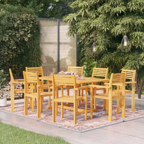 9-Piece Garden Dining Set Acacia Wood Timber Outdoor Patio Furniture - Image 2