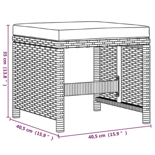 9-Piece Garden Dining Set with Cushions Poly Rattan Wicker Outdoor Patio Furniture Black - Image 11