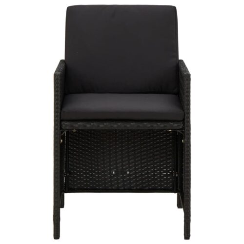 9-Piece Garden Dining Set with Cushions Poly Rattan Wicker Outdoor Patio Furniture Black - Image 5
