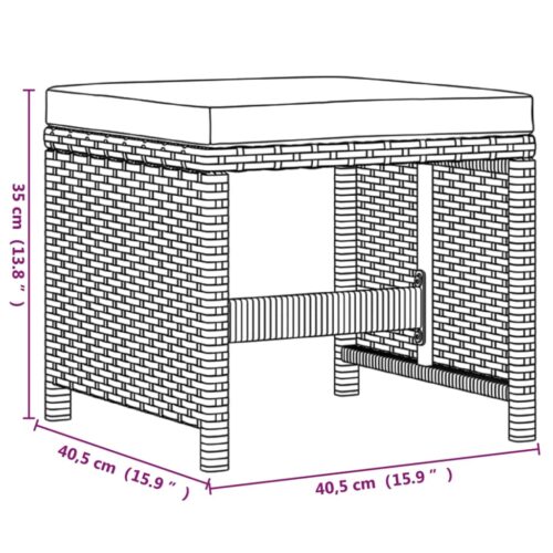 9-Piece Garden Dining Set with Cushions Poly Rattan Wicker Outdoor Patio Furniture Black - Image 11