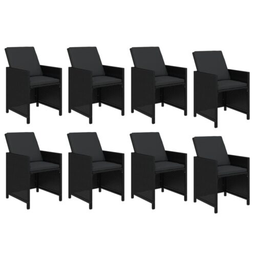 9-Piece Garden Dining Set with Cushions Poly Rattan Wicker Outdoor Patio Furniture Black - Image 4