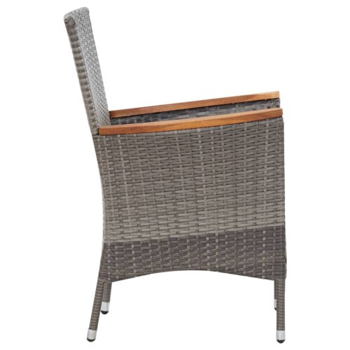 9-Piece Garden Dining Set with Cushions Poly Rattan Wicker Outdoor Patio Furniture Grey - Image 7