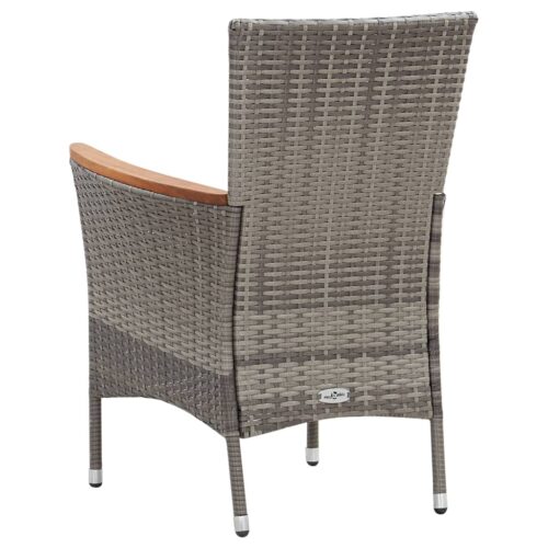9-Piece Garden Dining Set with Cushions Poly Rattan Wicker Outdoor Patio Furniture Grey - Image 8