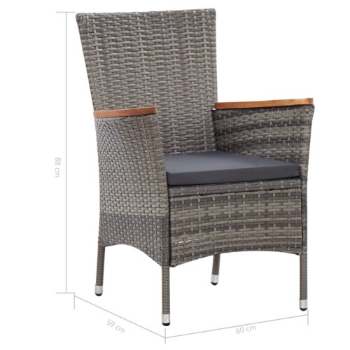 9-Piece Garden Dining Set with Cushions Poly Rattan Wicker Outdoor Patio Furniture Grey - Image 11