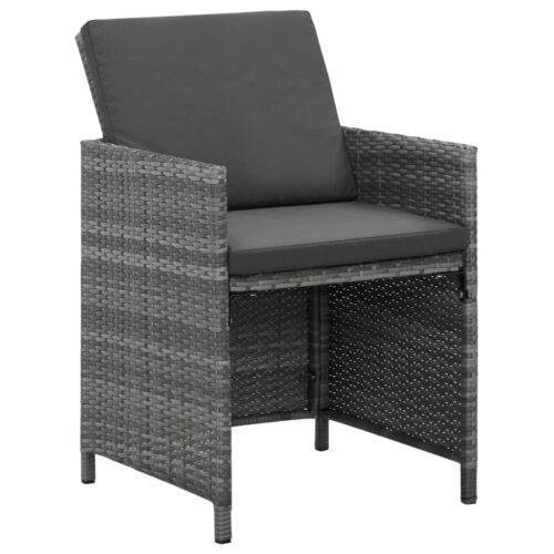 9-Piece Garden Dining Set with Cushions Poly Rattan Wicker Outdoor Patio Furniture Grey - Image 3
