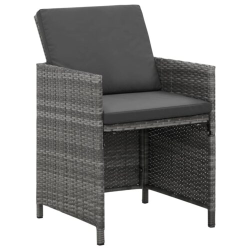 9-Piece Garden Dining Set with Cushions Poly Rattan Wicker Outdoor Patio Furniture Grey - Image 3