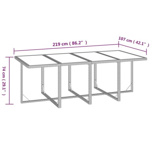 9-Piece Garden Dining Set with Cushions Poly Rattan Wicker Outdoor Patio Furniture Grey - Image 10