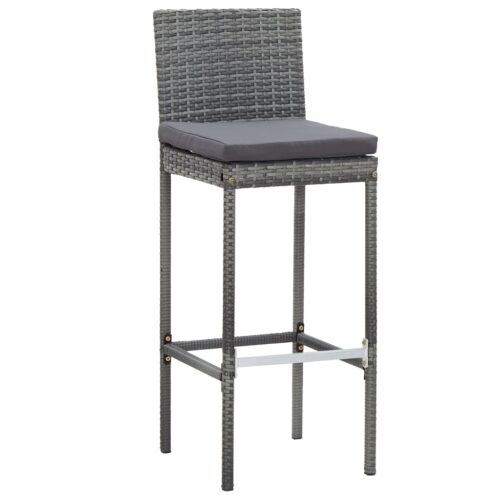 9-Piece Outdoor Bar Set Poly Rattan Wicker Outdoor Patio Furniture Acacia Wood Grey - Image 5