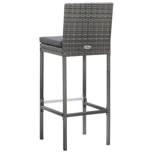9-Piece Outdoor Bar Set Poly Rattan Wicker Outdoor Patio Furniture Acacia Wood Grey - Image 6