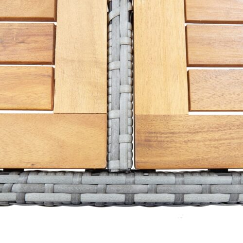 9-Piece Outdoor Bar Set Poly Rattan Wicker Outdoor Patio Furniture Acacia Wood Grey - Image 10