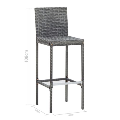 9-Piece Outdoor Bar Set Poly Rattan Wicker Outdoor Patio Furniture Acacia Wood Grey - Image 12
