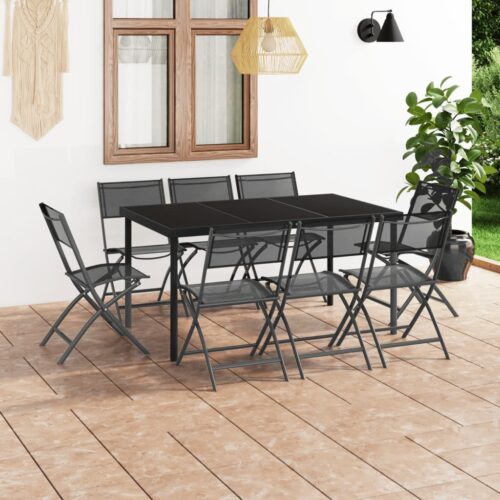 9-Piece Outdoor Dining Set Steel Outdoor Patio Lounge Furniture - Image 2