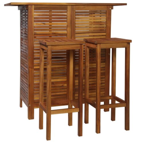 Bar Table Chair Set 3-Pieces Acacia Wood Timber Outdoor Patio Furniture